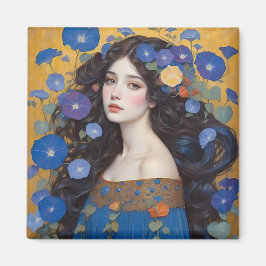 Mooie vrouw met ochtendglorie magneet