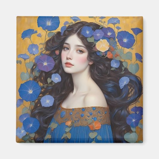 Mooie vrouw met ochtendglorie magneet (Voorkant)