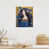 Mooie vrouw met ochtendglorie poster (Keuken)