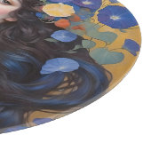 Mooie vrouw met ochtendglorie snijplank (Hoek)