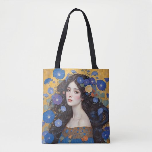 Mooie vrouw met ochtendglorie tote bag (Voorkant)
