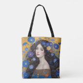 Mooie vrouw met ochtendglorie tote bag (Achterkant)