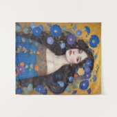 Mooie vrouw met ochtendglorie wandkleed (Voorkant (horizontaal))