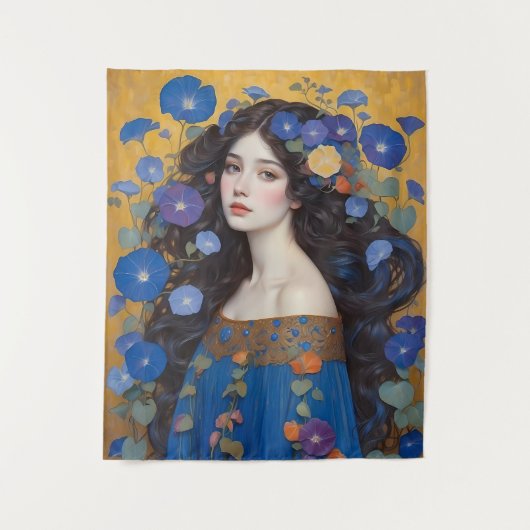 Mooie vrouw met ochtendglorie wandkleed (Voorkant)