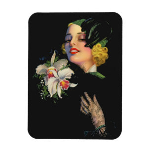 Mooie vrouw met orchideeën magneet