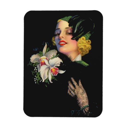 Mooie vrouw met orchideeën magneet (Verticaal)