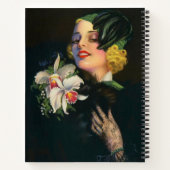 mooie vrouw met orchideeën notitieboek (Achterkant)