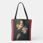 mooie vrouw met orchideeën tote bag (Achterkant)