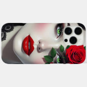 Mooie vrouw met rode roos Case-Mate iPhone case (Achterkant (horizontaal))
