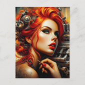 Mooie vrouw met rood haar Steampunk Briefkaart (Voorkant)
