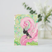 Mooie vrouw met roze haar briefkaart (Staand voorkant)