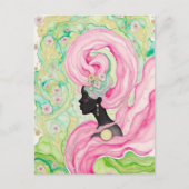 Mooie vrouw met roze haar briefkaart (Voorkant)