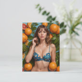 Mooie vrouw met Sinaasappels Briefkaart (Staand voorkant)