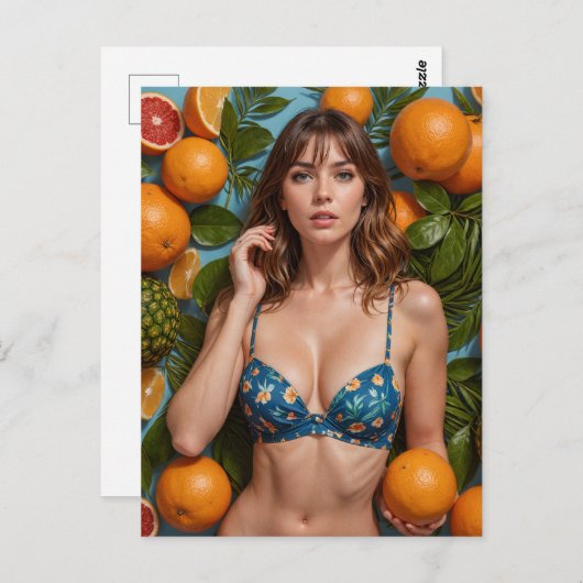 Mooie vrouw met Sinaasappels Briefkaart (Voorkant / Achterkant)