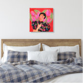 Mooie vrouw met tulpenhartValentijnsdag Canvas Afdruk (Insitu (Slaapkamer))