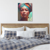 Mooie vrouw met Turban Canvas Afdruk (Insitu (Slaapkamer))
