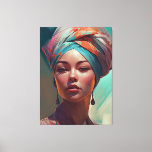 Mooie vrouw met Turban Canvas Afdruk