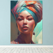 Mooie vrouw met Turban Canvas Afdruk (Insitu (Houten vloer))