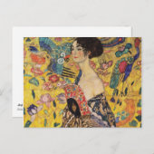 Mooie vrouw met ventilator van Klimt Briefkaart (Voorkant / Achterkant)