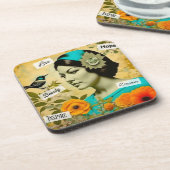 Mooie  Vrouw met Vogel en Bloemen Bier Onderzetter (Linkerzijde)