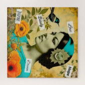 Mooie  Vrouw met Vogel en Bloemen Legpuzzel (Horizontaal)