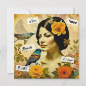 Mooie  Vrouw met Vogels en Bloemen (Voorkant)