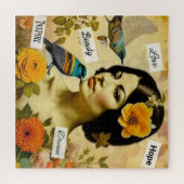 Mooie Vrouw met Vogels en Bloemen Legpuzzel (Horizontaal)