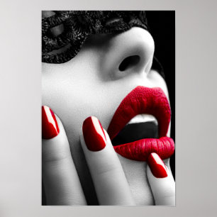 Mooie vrouw met zwart masker poster