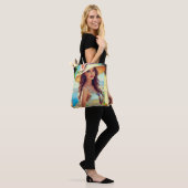 Mooie vrouw Modern Face Pet Flower Canvas tas (Op model)