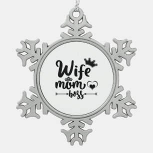 Mooie vrouw moeder en baas tin sneeuwvlok ornament