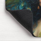 Mooie vrouw omringd door pauwenveren muismat (Hoek)