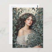 Mooie vrouw onder Eucalyptus bladeren Briefkaart (Voorkant / Achterkant)
