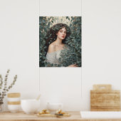 Mooie vrouw onder Eucalyptus bladeren Poster (Keuken)