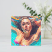 Mooie vrouw onder water AI kunst (Staand voorkant)