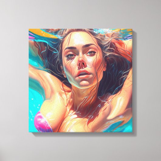Mooie vrouw onder water AI kunst Canvas Afdruk (Voorkant)