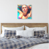 Mooie vrouw onder water AI kunst Canvas Afdruk (Insitu (Slaapkamer))