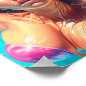 Mooie vrouw onder water AI kunst Poster (Hoek)