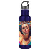 Mooie vrouw onder water AI kunst Waterfles (Voorkant)