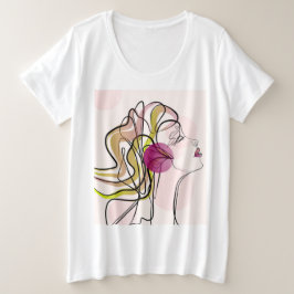 Mooie vrouw One Line Art Grote Maat T-shirt