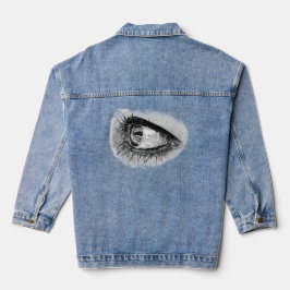 Mooie vrouw oog in volle mascara denim jacket