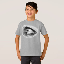 Mooie vrouw oog in volle mascara t-shirt