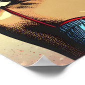 Mooie vrouw op het strand Comic Book Pop Art Poster (Hoek)