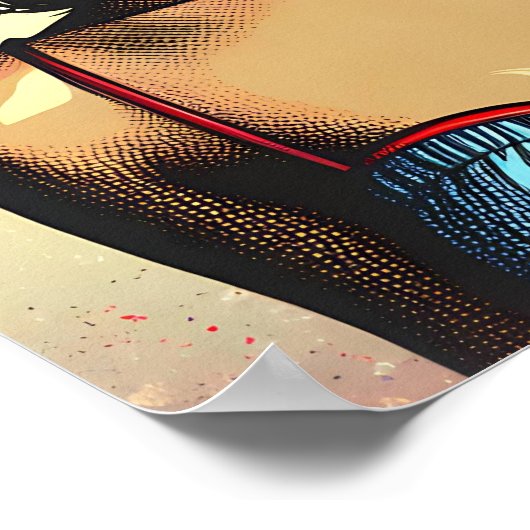 Mooie vrouw op het strand Comic Book Pop Art Poster (Hoek)