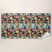 Mooie vrouw op het strand Comic Book Pop Art Strandlaken (Voorkant)