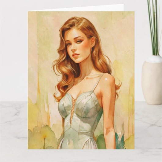 Mooie vrouw portret kaart (Voorkant)