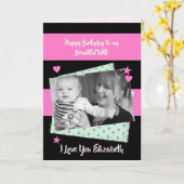Mooie vrouw roze en zwart Verjaardag foto Kaart (Gele Bloem)