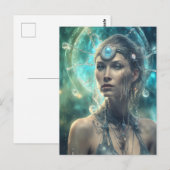 Mooie Vrouw Ruimte Alien Scifi Briefkaart (Voorkant / Achterkant)