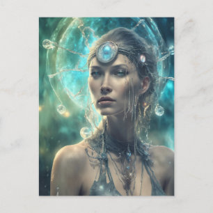 Mooie Vrouw Ruimte Alien Scifi Briefkaart