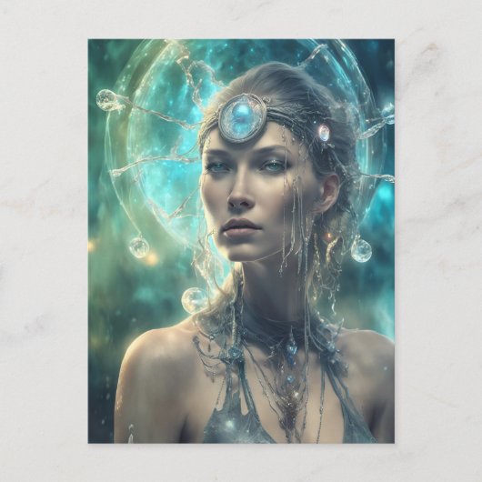 Mooie Vrouw Ruimte Alien Scifi Briefkaart (Voorkant)