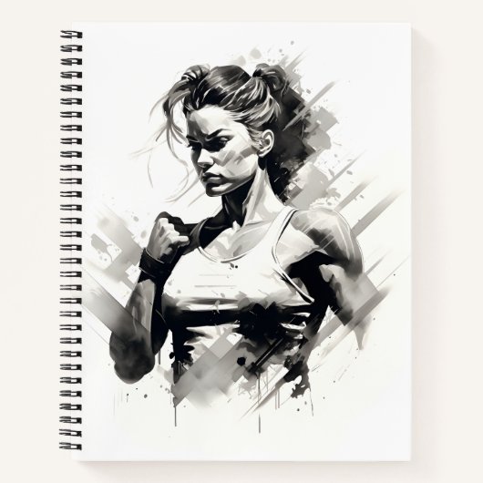 Mooie Vrouw Schets van Vrouw Bodybuilder Notitieboek (Voorkant)